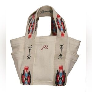 Polo by Ralph Lauren Cream Tote with Red, Black & Blue Tribal Straps